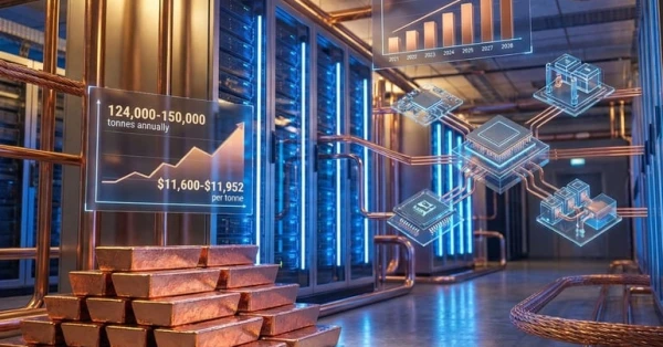 أسعار النحاس تقترب من 12 ألف دولار للطن مع ارتفاع الطلب على الذكاء الاصطناعي 