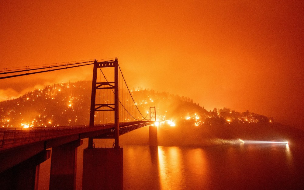 Californian wild fires paint the sky orange in the US. (AFP)