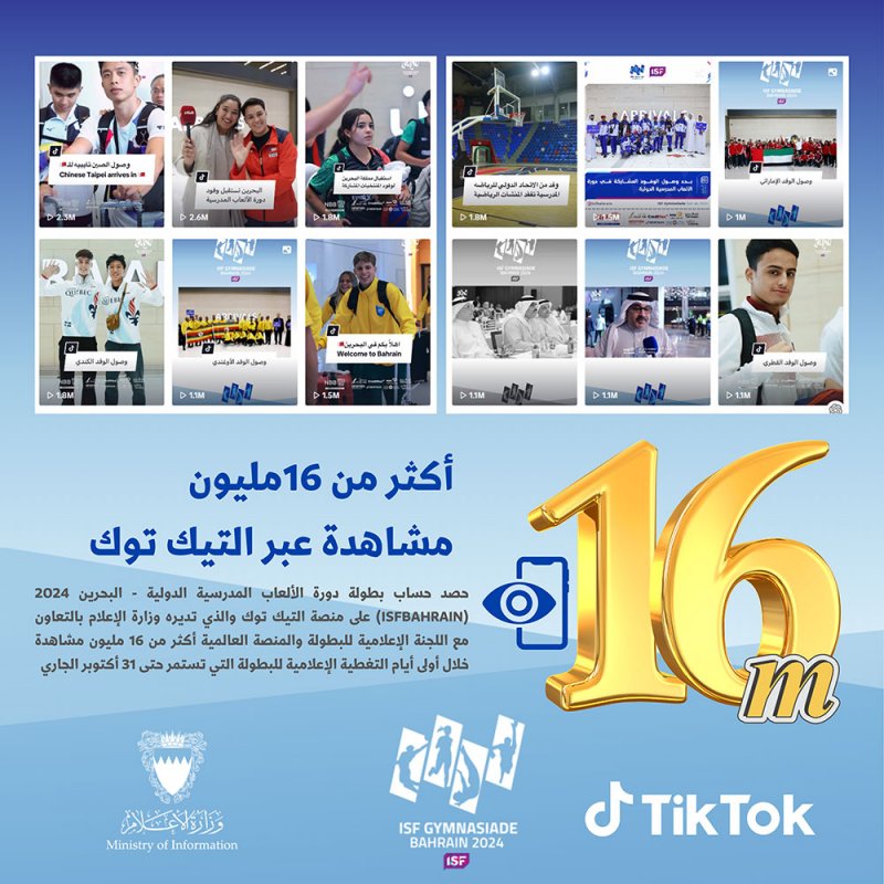 أكثر من 16 مليون مشاهدة على "التيك توك" لحساب دورة الألعاب المدرسية