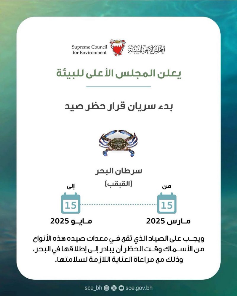 بدء سريان قرار حظر صيد "القبقب" اعتبارًا من 15 مارس