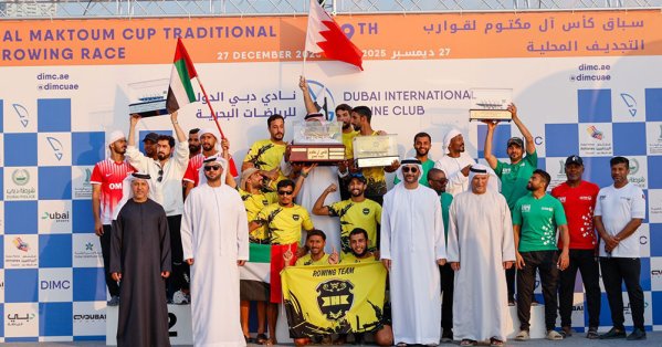 فريق KHK بقيادة البوسميط يعتلي القمة ويتوج بكأس آل مكتوم للتجديف الشعبي في دبي 