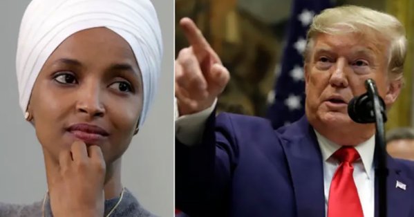 ترامب يشن هجوماً لاذعاً على إلهان عمر ويشكك في قصة رشها بالخل 